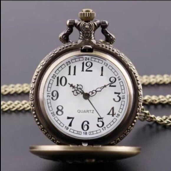 Pocket Chain Watch Fishing Theme Sportsperson Bronze Steampunk Retro Style Gift - Picture 4 of 12